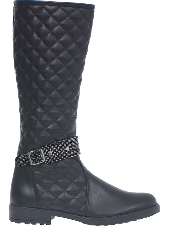 ABY Anatomical Leather Kids Boots with Zipper Black