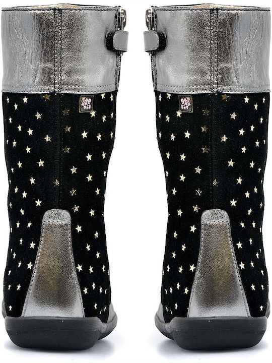 Suede Kids Boots with Zipper Black