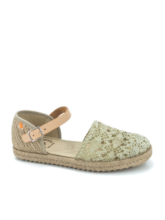 Kids Espradrilles with Adjustable Metal Clasp Beige