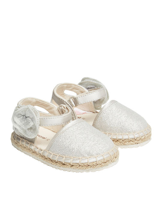 Kids Espradrilles with Hoop & Loop Closure Silver 22-41364-019