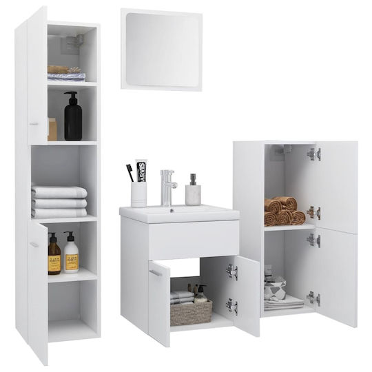 vidaXL Waschtisch ohne Waschbecken mit Spiegel L41xB38.5xH46cm und Säule Weiß
