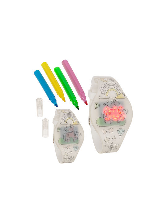 Unicorn Kinder Digitaluhr mit Kautschuk/Plastik Armband Weiß