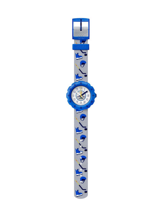 FlikFlak Kids Analog Watch City of Life Puck It with Fabric Strap Gray