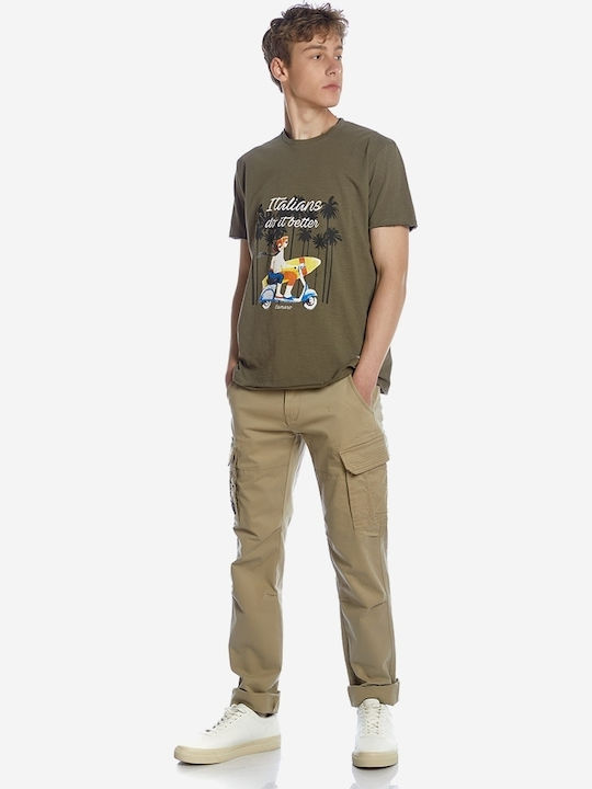 Trousers Cargo Elastic in Regular Fit Beige