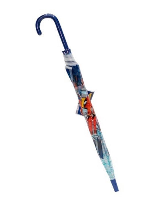 Chanos Kids Curved Handle Umbrella Spiderman with Diameter 90cm Blue
