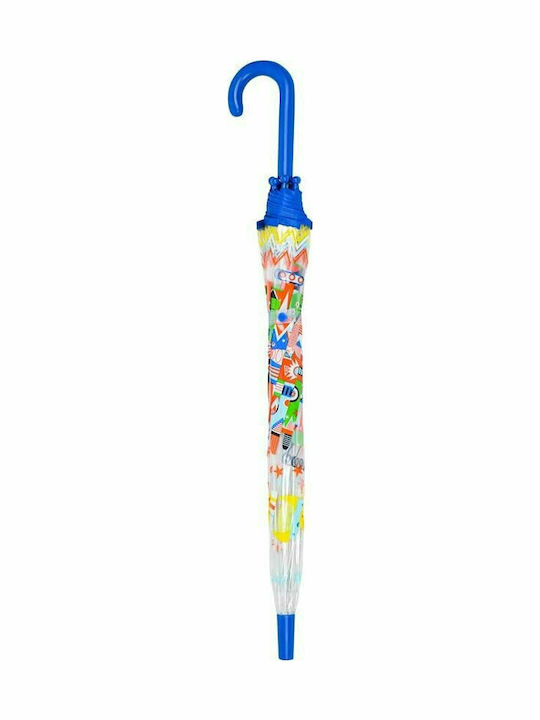 Djeco Kids Curved Handle Umbrella with Robot with Diameter 70cm Transparent