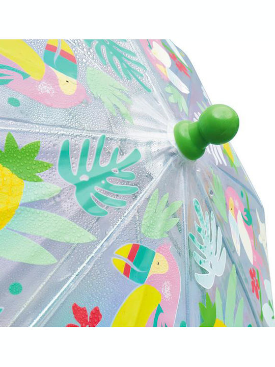 Floss & Rock Kids Curved Handle Umbrella Jungle with Diameter 67cm Transparent