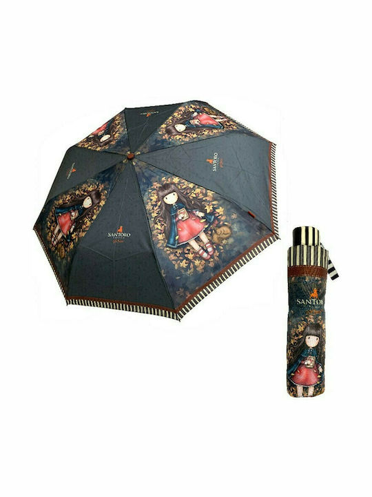 Chanos Kids Compact Umbrella Santoro London Gorjuss Autumn Leaves Black