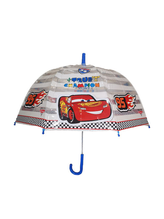 Chanos Kids Curved Handle Umbrella Cars with Diameter 96cm Transparent