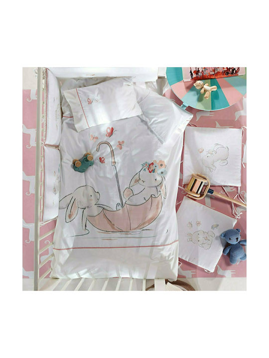 Kentia Baby Duvet Cover Set With Pillowcase Cutie White 100x140cm