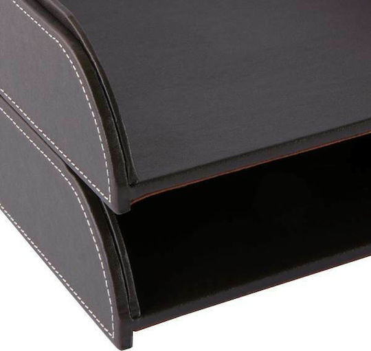 Osco Leather Filing Tray 9253 Brown 33x24.5x6.3cm