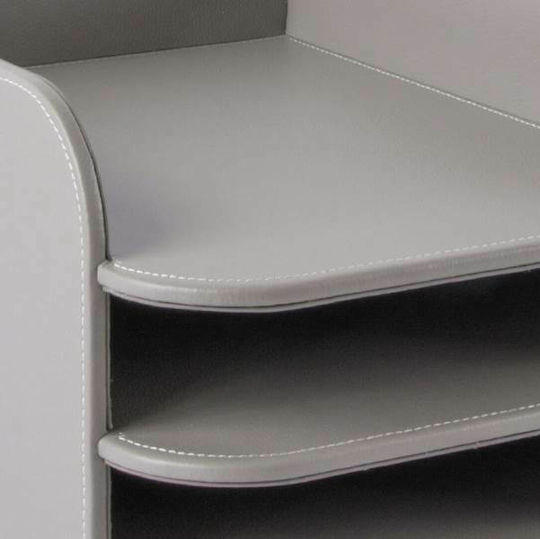 Osco Leather Filing Tray with 3 Shelves Gray 33.8x25x17cm