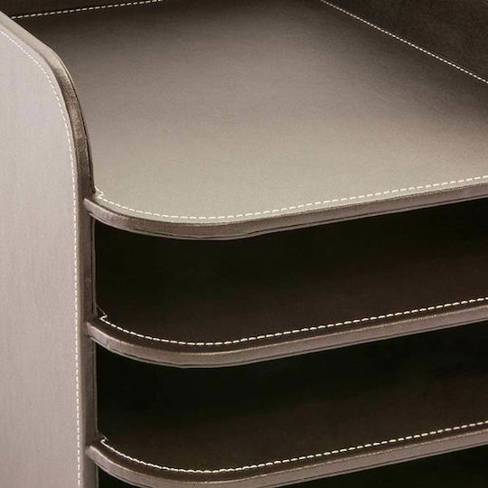 Osco Leather Filing Tray with 5 Shelves Brown