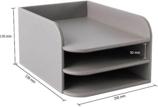 Osco Leather Filing Tray with 3 Shelves Gray 33.8x25x17cm