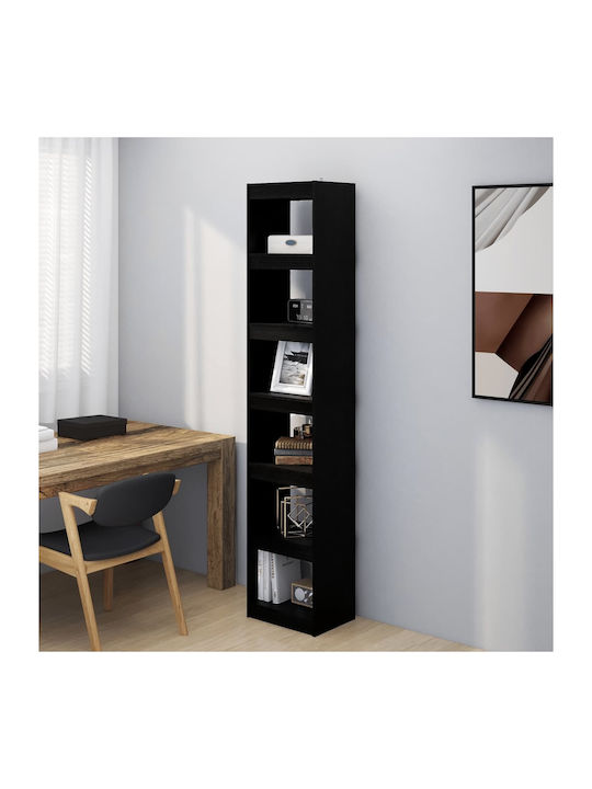 Floor Solid Wood Shelf Black 40x30x199cm