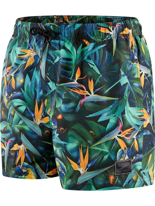 Men's Swimwear Shorts Black / Dark Petrol with Patterns