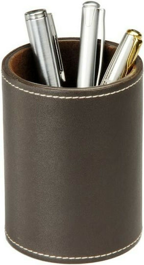 Leather Pencil Holder in Brown Color 1pcs 9x9x10.5cm