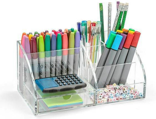 Plastic Desk Organizer in Transparent Color 12x13cm