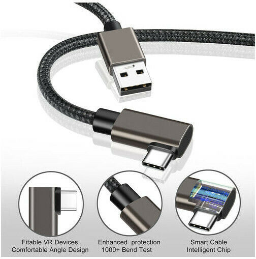 Nordic Angle (90°) / Braided USB 3.1 Cable USB-C male - USB-A Μαύρο 5m USBC-VR5M