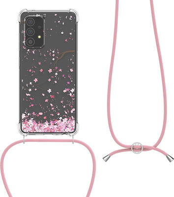 KWmobile Silicone Back Cover with Strap Cherry Blossoms (Galaxy A52 / A52s)