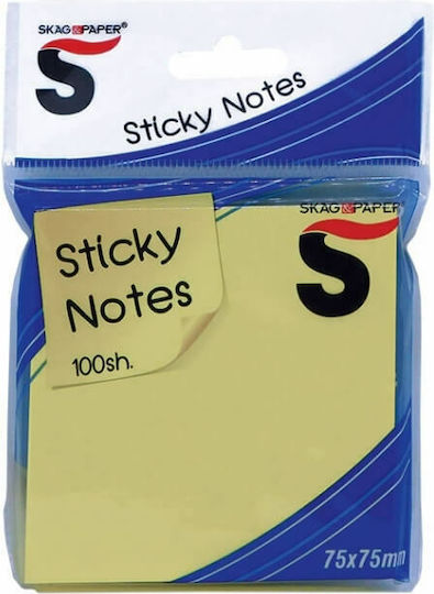 Skag Sticky Note Pads in Cube 100 Sheets Yellow 7.5x7.5pcs Sticky Notes