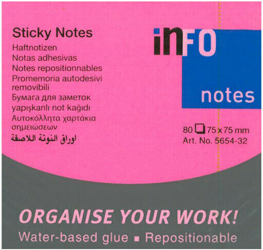 Global Notes Haftnotizen im Würfel 80 Blätter Rosa 7.5x7.5Stück