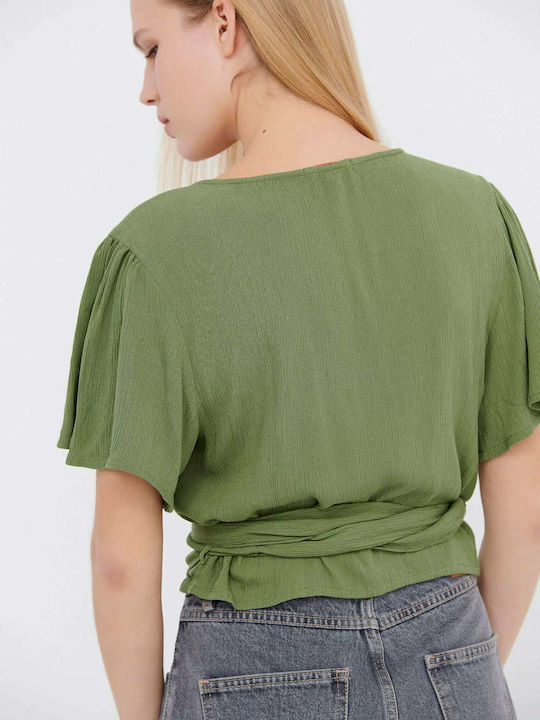 Funky Buddha Γυναικείο Crop Top Κοντομάνικο Καλοκαιρινό Cactus