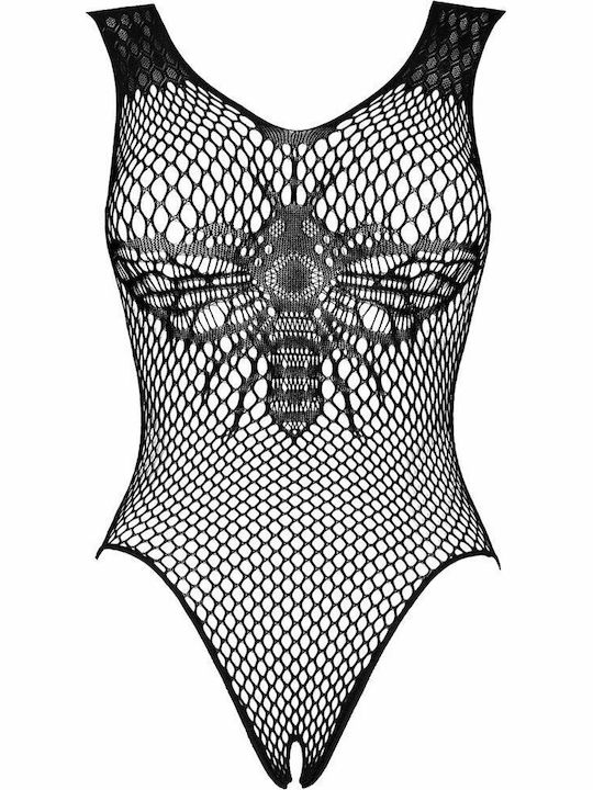 Obsessive B134 Sexy Κορμάκι Διχτυωτό Teddy Black