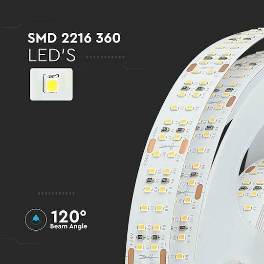 V-TAC LED Strip 24V Natural White Light 5m Type SMD2216