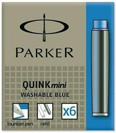 Parker Quink Mini 6 Înlocuire și Cerneală Pentru Stilou Albastră