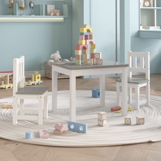 Kids Table and Chairs Set made of Wood White vidaXL Kids Table and Chairs Set made of Wood White vidaXL