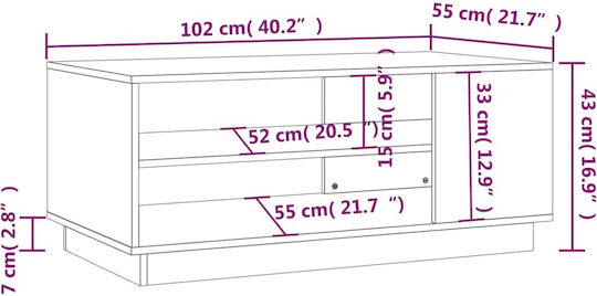 Masa De Cafea Centrală Rectangulară Din Lemn Neagră L102xL55xÎ43cm