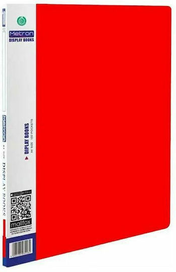 Metron Mappe Suppl mit 10 Plastikhüllen Folien für Papier A4 Rot 10Stück