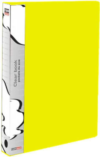 Typotrust Clipboard Flexible with 20 plastic sleeves Slides for Paper A4 Yellow 1pcs