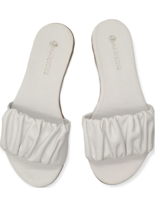Leather Women's Flat Sandals in White Color