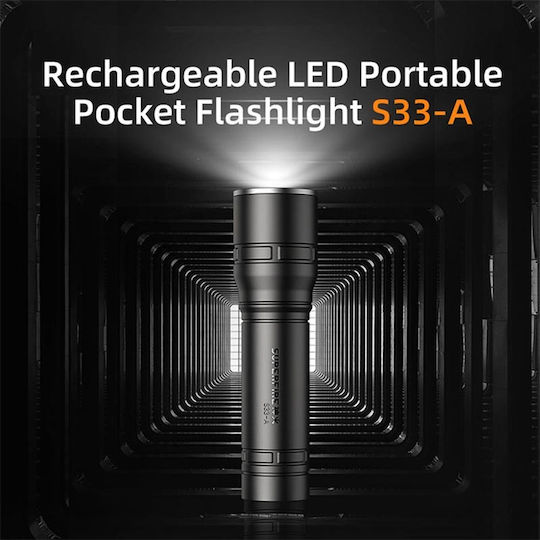Superfire Rechargeable Flashlight LED IP43 with Maximum Brightness 124lm S33-A Black