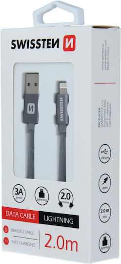 Swissten Braided USB-A to Lightning Cable Gray 2m (71523302)