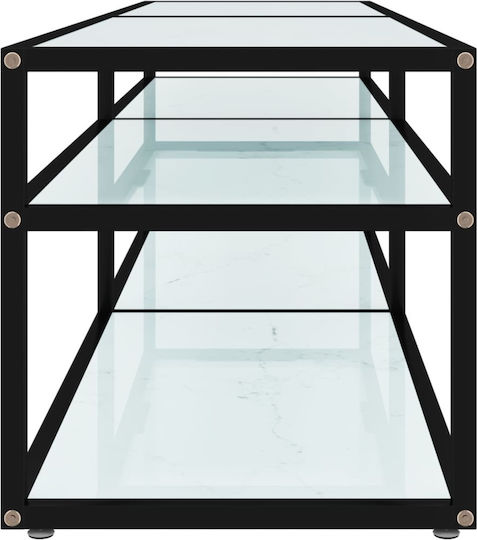 Stand TV Din Metal Și Sticlă Negru L160xA40xÎ40,5cm