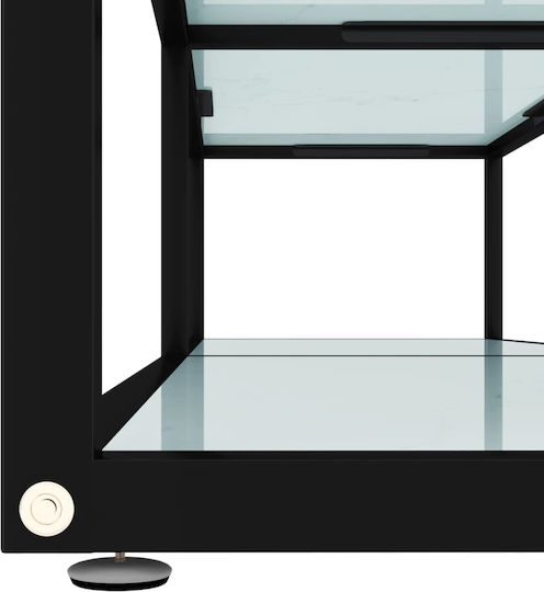 Stand TV Din Metal Și Sticlă Negru L160xA40xÎ40,5cm