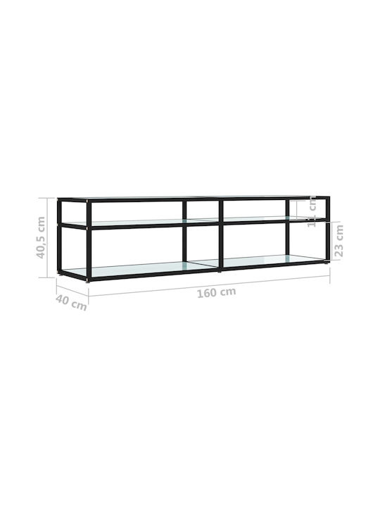 TV-Ständer aus Metall & Glas Schwarz M160xT40xH40,5cm