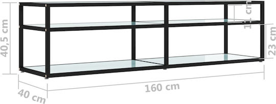 Stand TV Din Metal Și Sticlă Negru L160xA40xÎ40,5cm