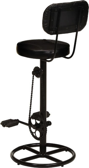 Stool Bar with Backrest Leather Black Velvet-Black Metal 2pcs 44x44x109cm