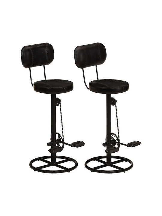 Stool Bar with Backrest Leather Black Velvet-Black Metal 2pcs 44x44x109cm