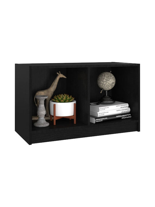 TV Stand from Solid Wood Black Velvet-Black Metal L70xW33xH42cm