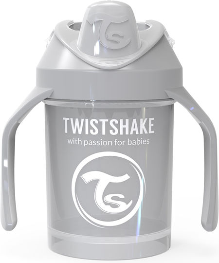 Twistshake Mini Cup Educational Sippy Cup Plastic with Handles Gray for 4m+m+ 230ml