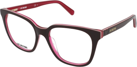 Moschino Plastic Eyeglass Frame Brown MOL590 LHF