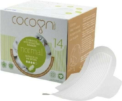 Cocoon Normal Ultra Plus από Βιολογικό Βαμβάκι Σερβιέτες με Φτερά για Αυξημένη Ροή 4 Σταγόνες 14τμχ