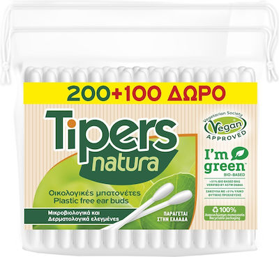 ΜΕΓΑ Tipers Natura Cotton Buds Οικολογικές 300pcs