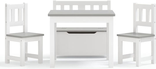 Kids Table and Chairs Set made of Wood White vidaXL