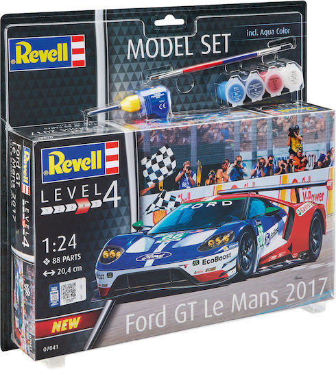 Revell Ford GT - Le Mans Фигура за Моделизъм Автомобил 88 Части в Мащаб 1:24 с Лепило и Бои 20.4x9.4x4.7см.
